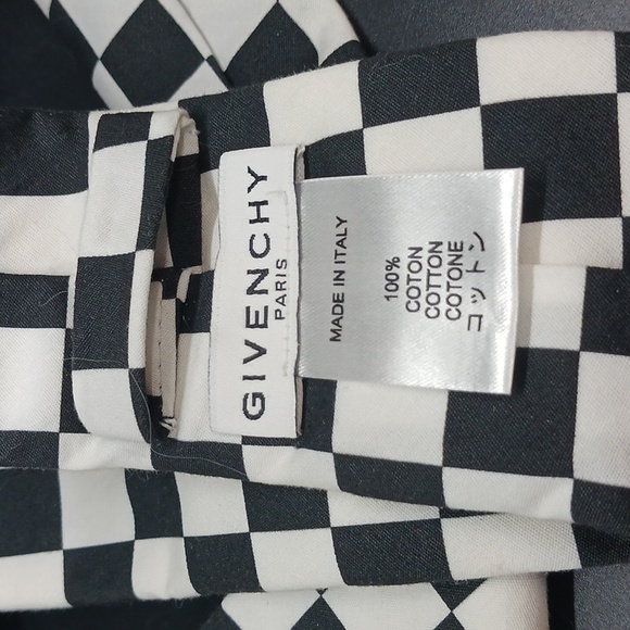 GIVENCHY PARIS  100% Cotton Tie  Skinny  Checkered Black & White  57 Inches Long - Picture 4 of 5